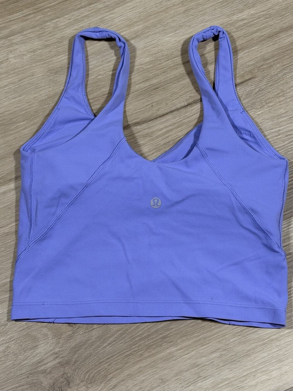 Lululemon Purple V-Neck Racerback Crop Tank Top Built-In Bra Womens Size 4